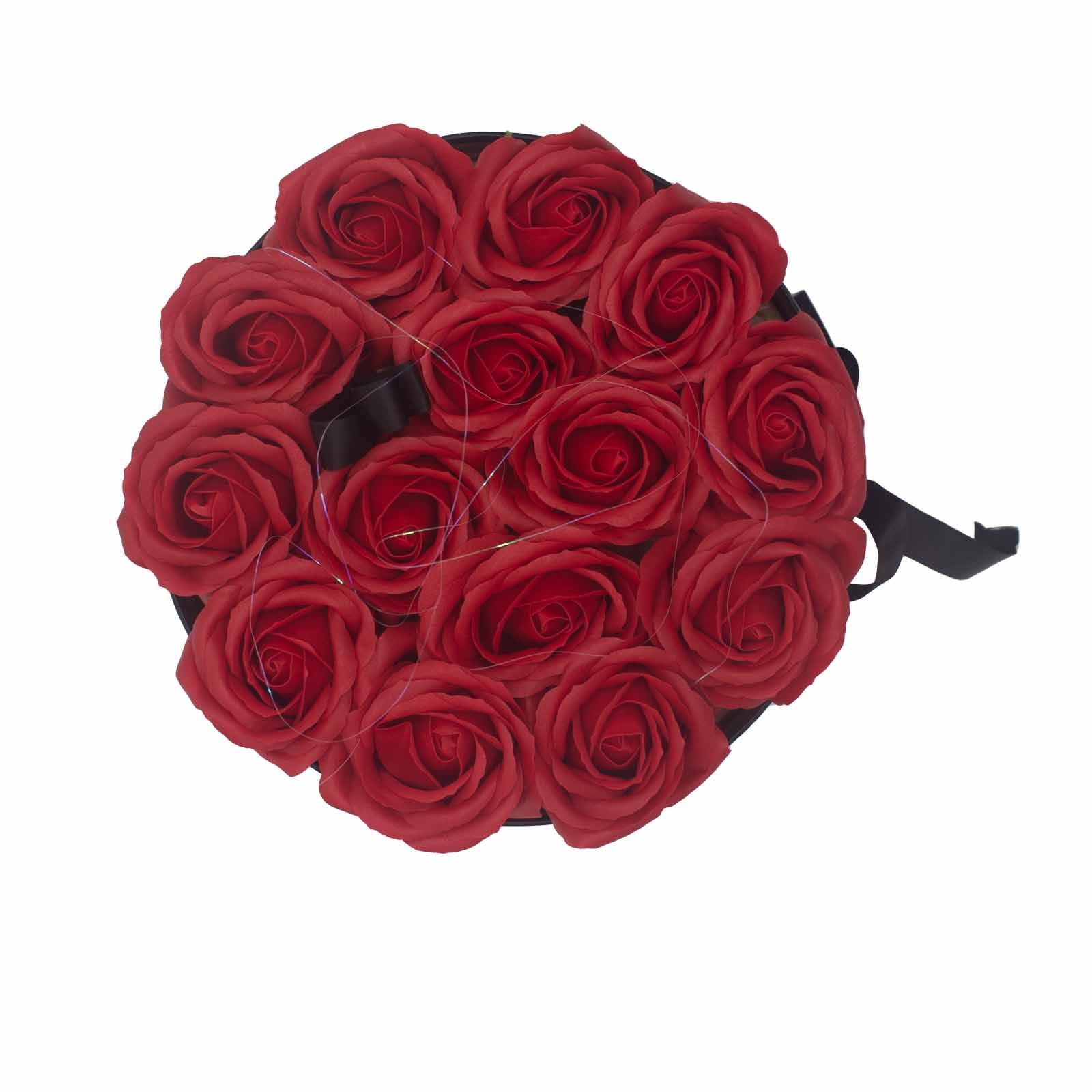 Caja de Regalo - Flor de Jabón 14 Rosas rojo - ronda – Image 4
