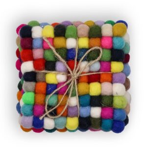 Posavasos cuadrados de fieltro de 10 cm, multicolor (juego de 4)
