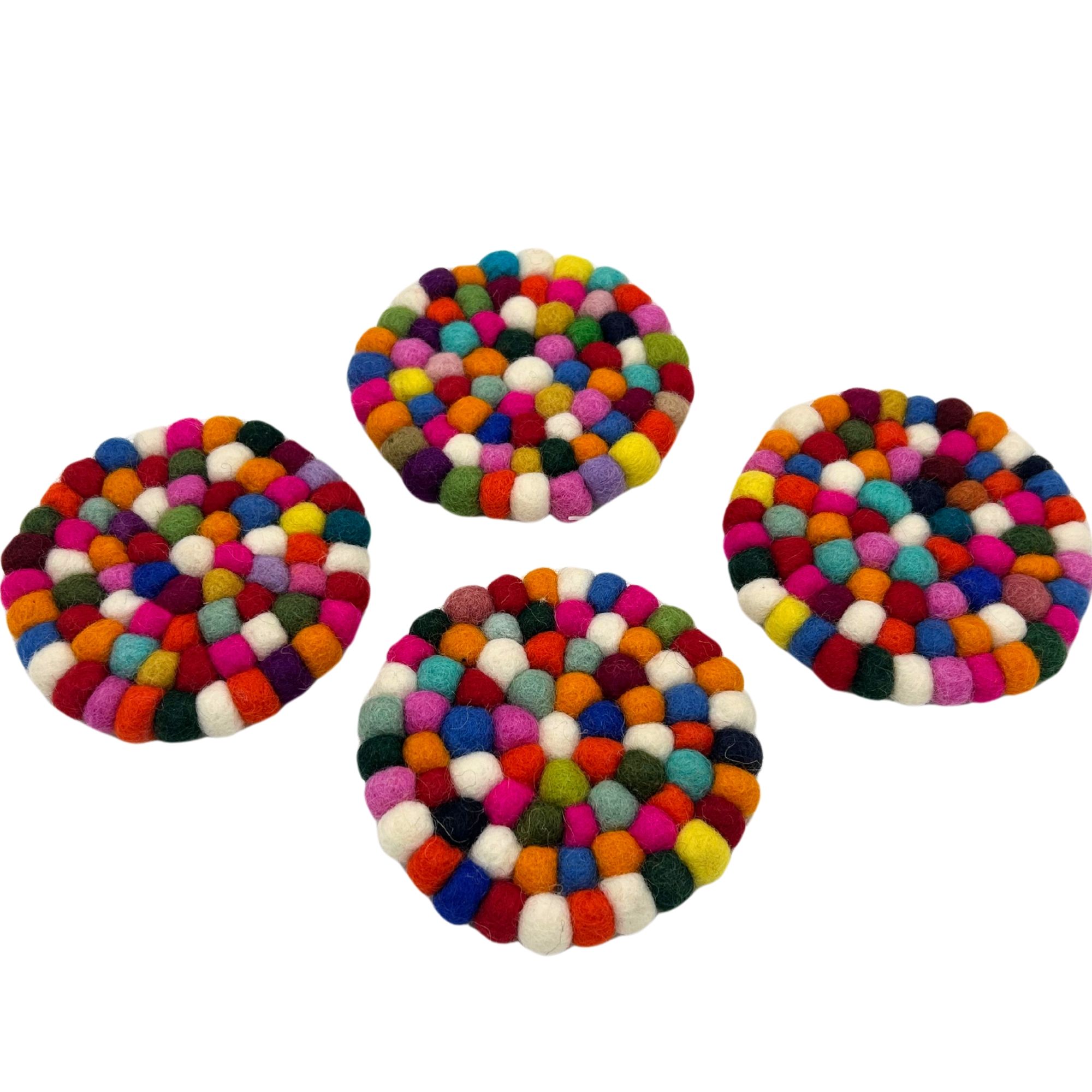 Posavasos redondos de fieltro de 10 cm, multicolor (juego de 4) – Image 3