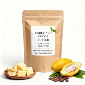 500g Beurre de cacao brut, pur, 100% naturel, non raffiné - De Côte d'Ivoire - Non OGM - Riche en Antioxydants et Acides Essentiels Sans Additifs - Cheveux Corps - Anti Rides - Relaxation - Massage 500g