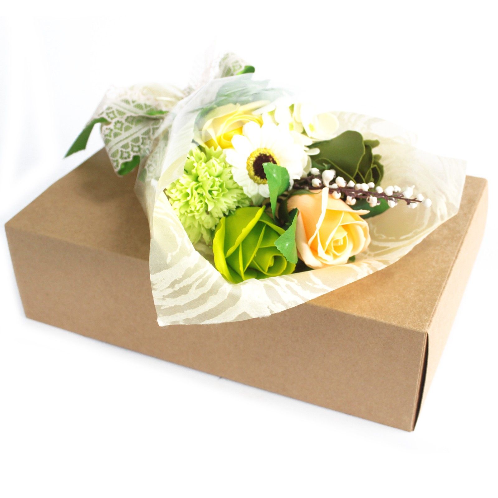 Bouquet flores jabón en caja - verde – Image 2