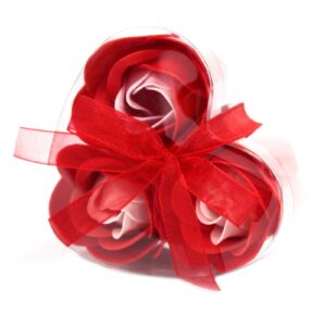 Set de 3 flores de Jabón caja corazón – Rosas Rojas