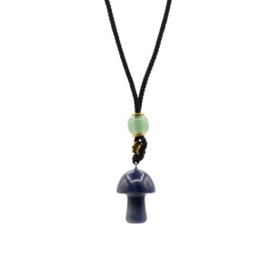 Collier de corde Pendentif en pierre précieuse – Champignon sodalite