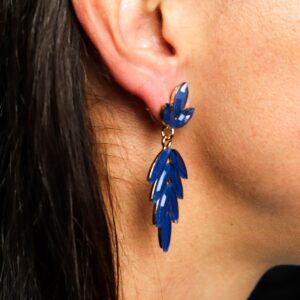 Pendientes de Cristal Vintage - Largo - Azul