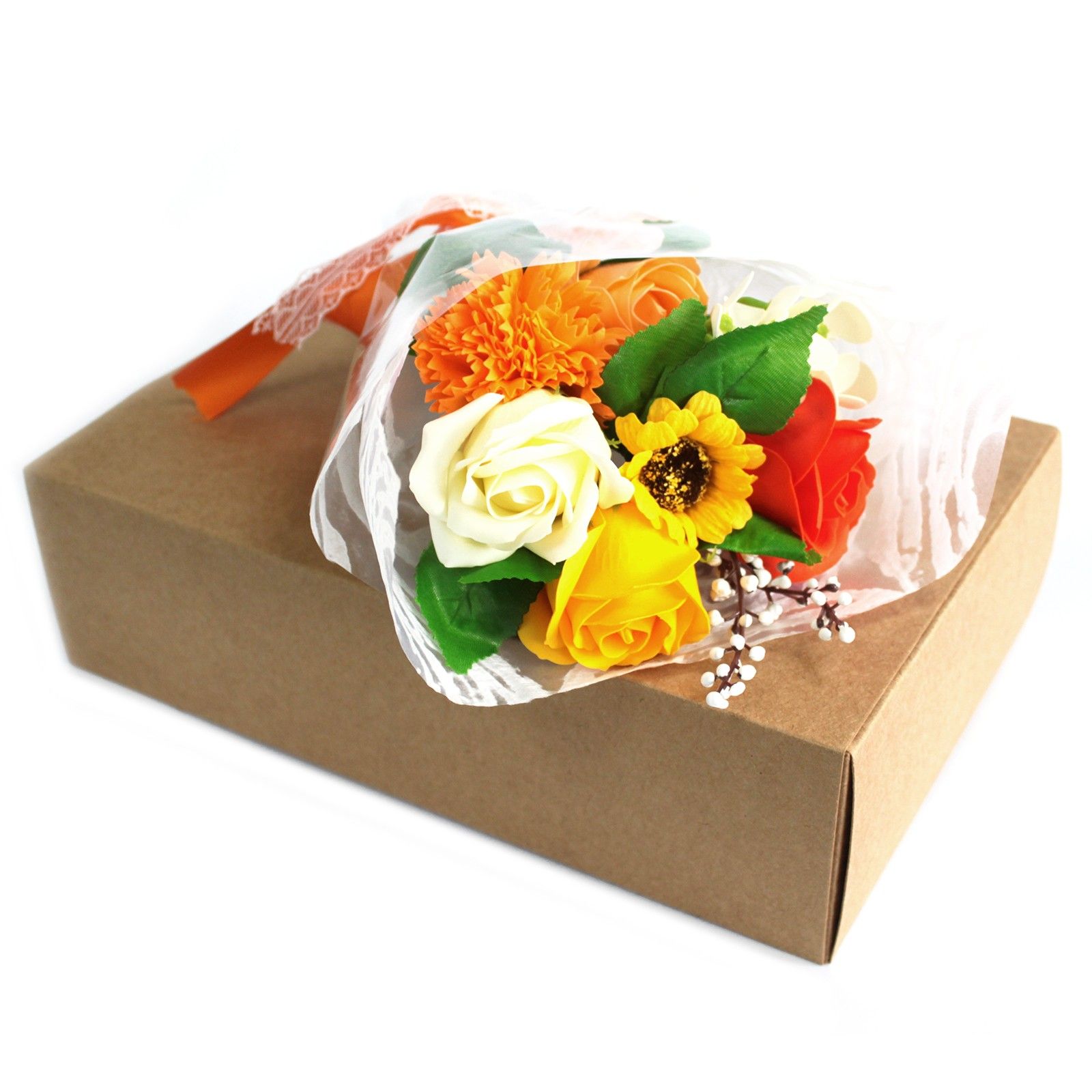 Bouquet flores jabón en caja - naranja – Image 2