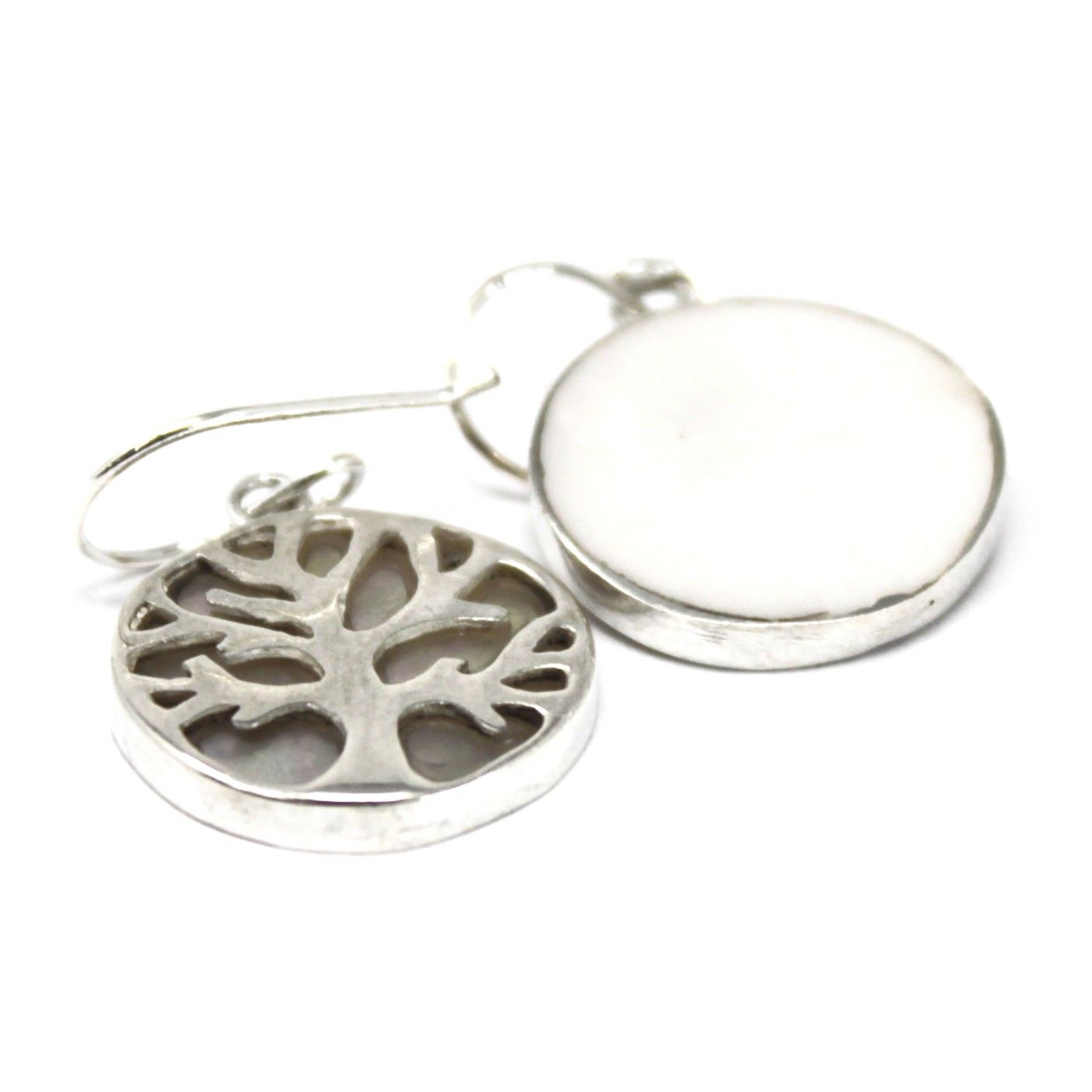 Boucles d'oreilles Arbre de Vie Argent 15mm - Nacre – Image 3