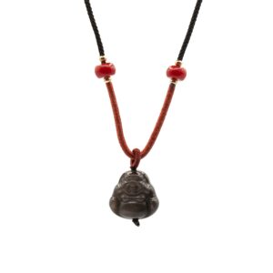 Pendentifs de pierres précieuses cool – Bouddha en obsidienne argentée