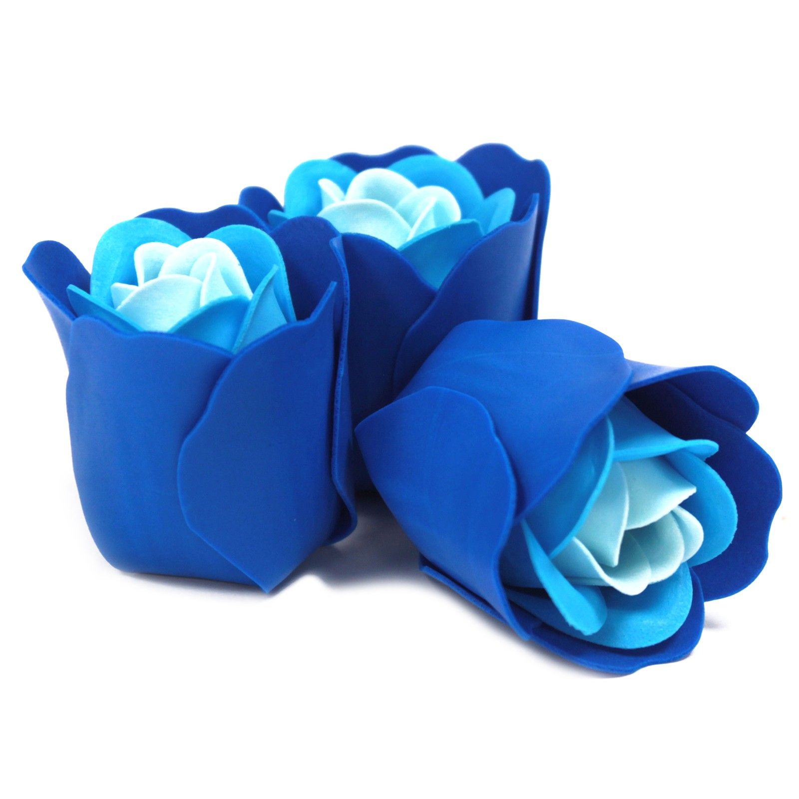 Coffret 3 Fleurs à Savon Coeur - Roses Bleues – Image 3